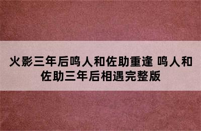 火影三年后鸣人和佐助重逢 鸣人和佐助三年后相遇完整版